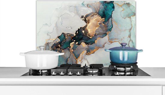 KitchenYeah Spatscherm Marmer goud - RvM - Ferrari - 60x40 cm - Keuken achterwand - Multicolor