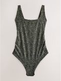 Next Dames Zwangerschapsbadpak Khaki Green/Black Panterprint Vierkante hals Mouwloos