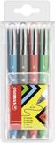 STABILO worker+ Rollerball Pen 0.5 mm - Noir, Bleu, Vert & Rouge - Étui 4 couleurs