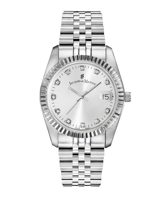 Jacques du Manoir Jaques du Manoir Inspiration NRO.01 dames horloge 36mm staal zilverkleurig