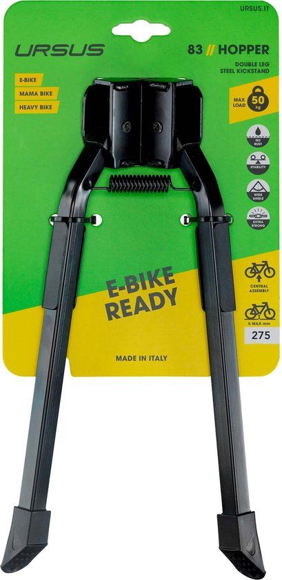 Ursus Dubbele fietsstandaard - Staal - Zwart - 275 mm - Voor 26 inch fietsen