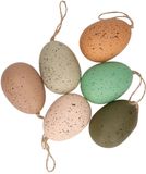 Decoris Paaseieren - 6x stuks - 9 cm - kunststof - multicolor - paasversiering - paasdecoratie