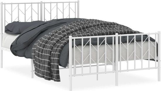 vidaXL Bedframe - Metaal - Wit - 120x190 cm