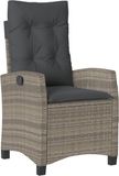 vidaXL Fauteuil de jardin réglable avec coussins poly rotin gris