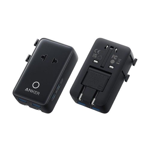Anker Nano reisadapter, USB-stekker 5-poorts stroomadapter met 1 AC, 2 USB-A en 2 USB-C poorten, slimme temperatuurregeling, compatibel met alle landen en regio’s, ideaal voor op reis