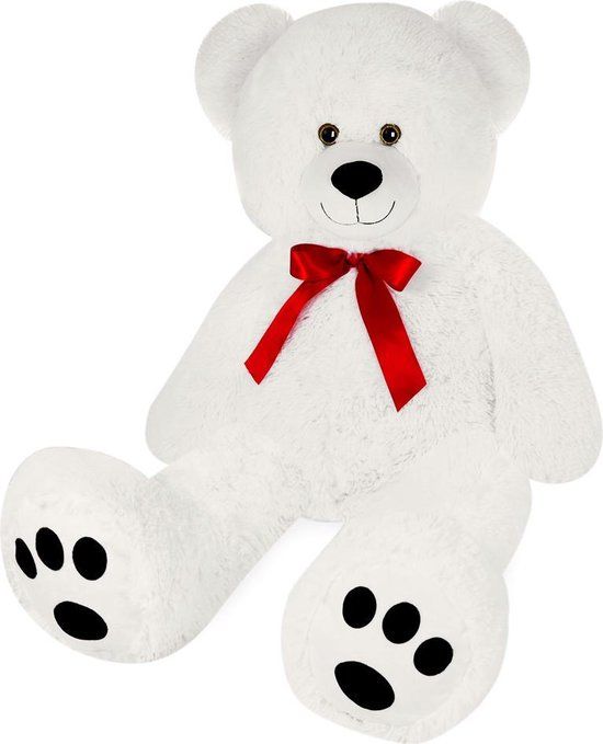 Monzana Knuffelbeer XL - 120cm Wit Pluche - Beer - Kinderen en volwassenen