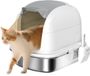 PawHut Kattenbak - Roestvrij Staal - Wit