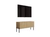 3xE living Meuble TV 100 cm, 1 porte, chêne huilé, pieds droits noirs