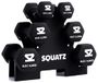 Squatz Haltergewichten Set met Standaard, 14,5 kg Neopreen Gecoate Gewichten in Kleur Grijs, Zwart en Oranje, Zeskantvorm Antislip en Rolhalters voor Oefening, Training, Fitness, Yoga (Zwart)