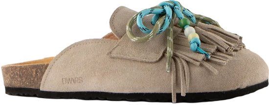 Dwrs Sakai suède clogs met franjes - beige - Maat 42