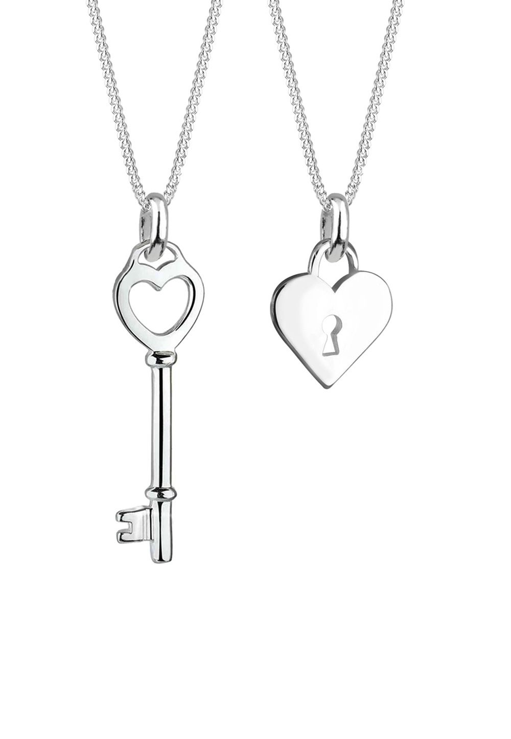 Elli Halsketting Dames Partner Ketting Hart Sleutel Slot 925 Sterling Zilver