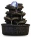 Little Rock Fontaine - Polyresin - Brun foncé - Pompe et LED - 20 x 20 x 23 cm