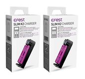 2 Efest 2 stuks Slim K2 multi-oplader (batterijen niet inbegrepen) voor 18650 10440 14500 16340 17340 18350 18490 18500 26500 26650 20700 21700
