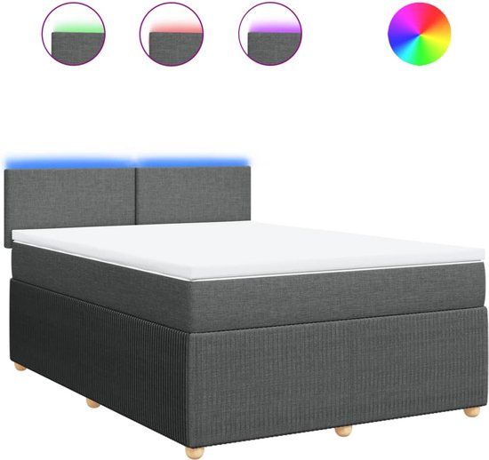vidaXL Boxspring met matras stof donkergrijs 140x200 cm