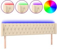 vidaXL Hoofdbord LED 183x16x78/88 cm stof crèmekleurig