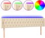 vidaXL Hoofdbord LED 183x16x78/88 cm stof crèmekleurig