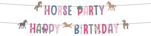 Folat 27505 Paard Verjaardag Decoratie Roze - Letterslinger Set - Happy Horse - 1,5 meter - Paardfeestdecoratie