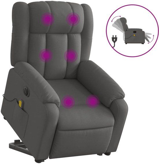 vidaXL Sta-op-massagestoel elektrisch verstelbaar stof donkergrijs
