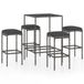 5-delige Tuinbarset met kussens poly rattan grijs
