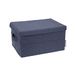 Bigso Box of Sweden Kleine opbergdoos met deksel en handgreep, kastbox van polyester en karton in linnenlook – vouwdoos voor kleding, accessoires, speelgoed enz. – blauw