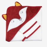Babybadset: Trois Kilos Sept Babybadset: badcape 70 x 70 cm + handschoen vos - 100% katoen - uniseks - geboorte