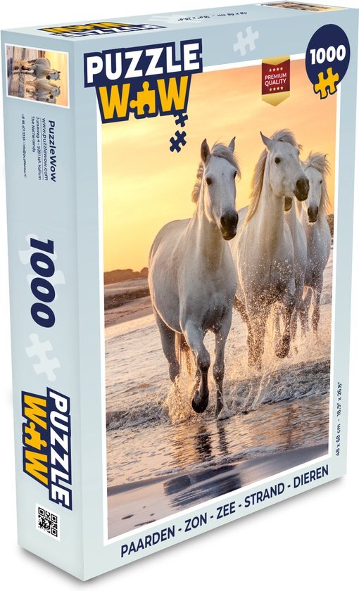 MuchoWow Puzzel Paarden - Zon - Zee - Strand - Dieren - Legpuzzel - Puzzel 1000 stukjes volwassenen - Sinterklaas cadeautjes - Sinterklaas voor grote kinderen