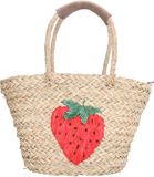 Zebra Trends Sola Rieten mand - Strandtas - Zomer - Dames - Shopper - Schoudertas - Aardbei