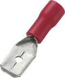 TRU COMPONENTS 745410 Platte stekker (male) Insteekbreedte: 6.4 mm Insteekdikte: 0.8 mm 180 ° Deels geïsoleerd Rood 100 stuk(s)