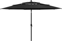 vidaXL Parasol 3-laags met aluminium paal 3,5 m zwart
