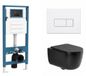 QeramiQ Dely Swirl Toiletset - Toilet suspendu - Réservoir encastré - Abattant intelligent - Plaque de commande noir mat