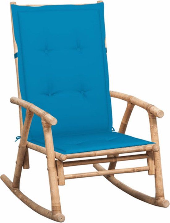 vidaXL Schommelstoel met kussen bamboe