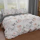 PETTI Artigiani Italiani Dekbedovertrek 250 x 200 cm, microvezel beddengoed met digitale print + 2 kussenslopen 50 x 80 cm - Made in Italy - Floral 17 wit