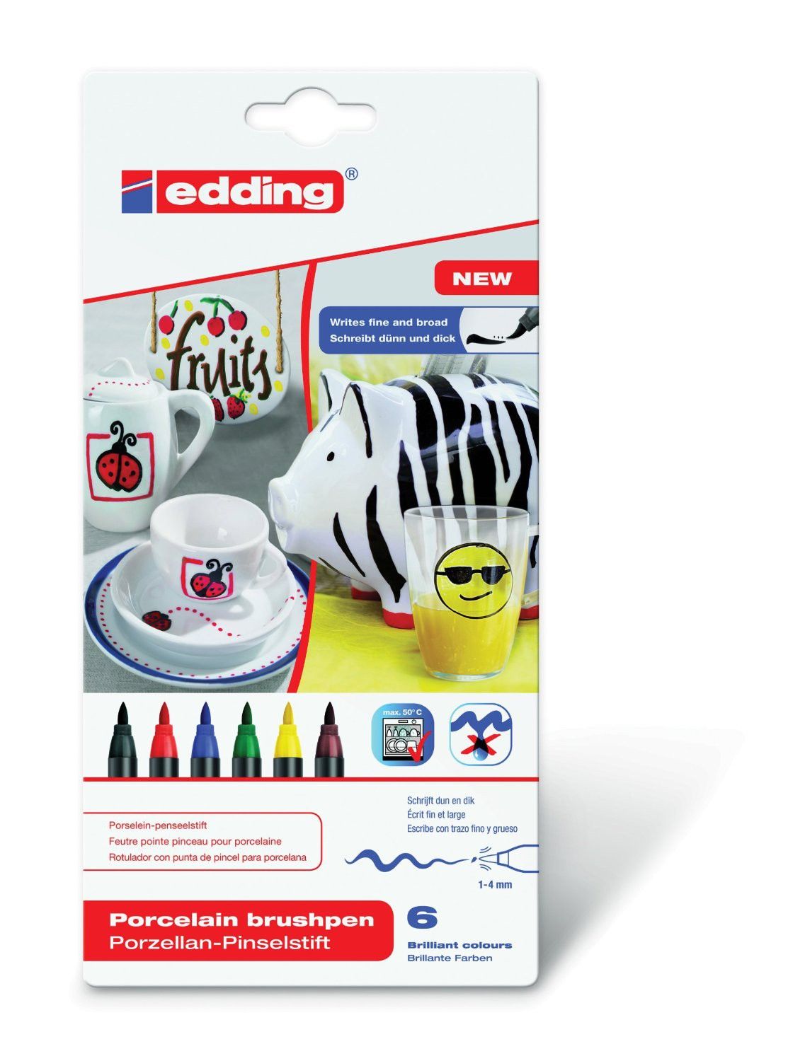 Edding 4200 Porcelain Pen Set - 6 Colors - 1-4mm Tip