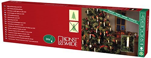 KONSTSMIDE 1000-020 LED boomketting met witte toplampen, voor binnen (IP20), VDE getest, 230 V binnen, één snoer, 16 warmwitte diodes, groene kabel