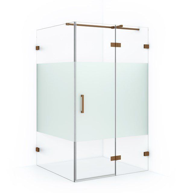 Maxaro Douchecabine Diamond 110x80cm 8mm Helder Veiligheidsglas met Matte Strook Koper