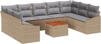 vidaXL Tuinbank Set 10-delig Beige Polyrattan