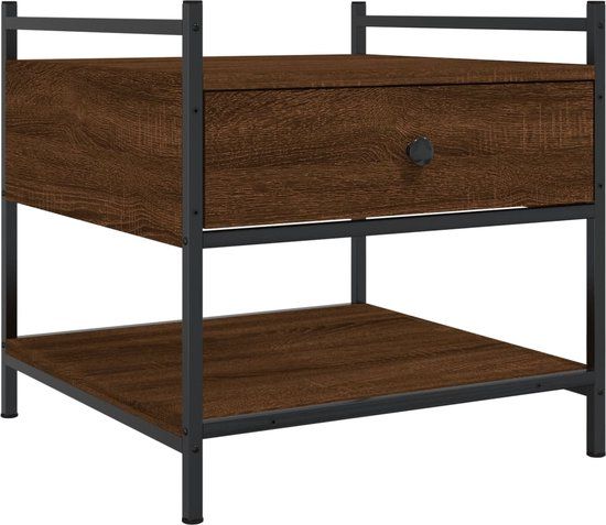 vidaXL Salontafel 50x50x50 cm bewerkt hout bruin eikenkleur
