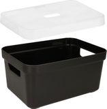 Sunware Opbergbox - mand - zwart - 5 liter - kunststof - transparante deksel