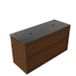 Saniclass Set meuble de salle de bain avec cadre en bois - 120x45x63cm - Plan de toilette en basalte Noche poli (noir) - 2 trous pour robinet - 2 tiroirs - Noyer mat pur (bois) SW1578610/SW728239