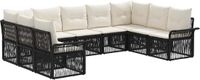 vidaXL - Tuinbank - Set - 9 - st - Zwart - poly - rattan