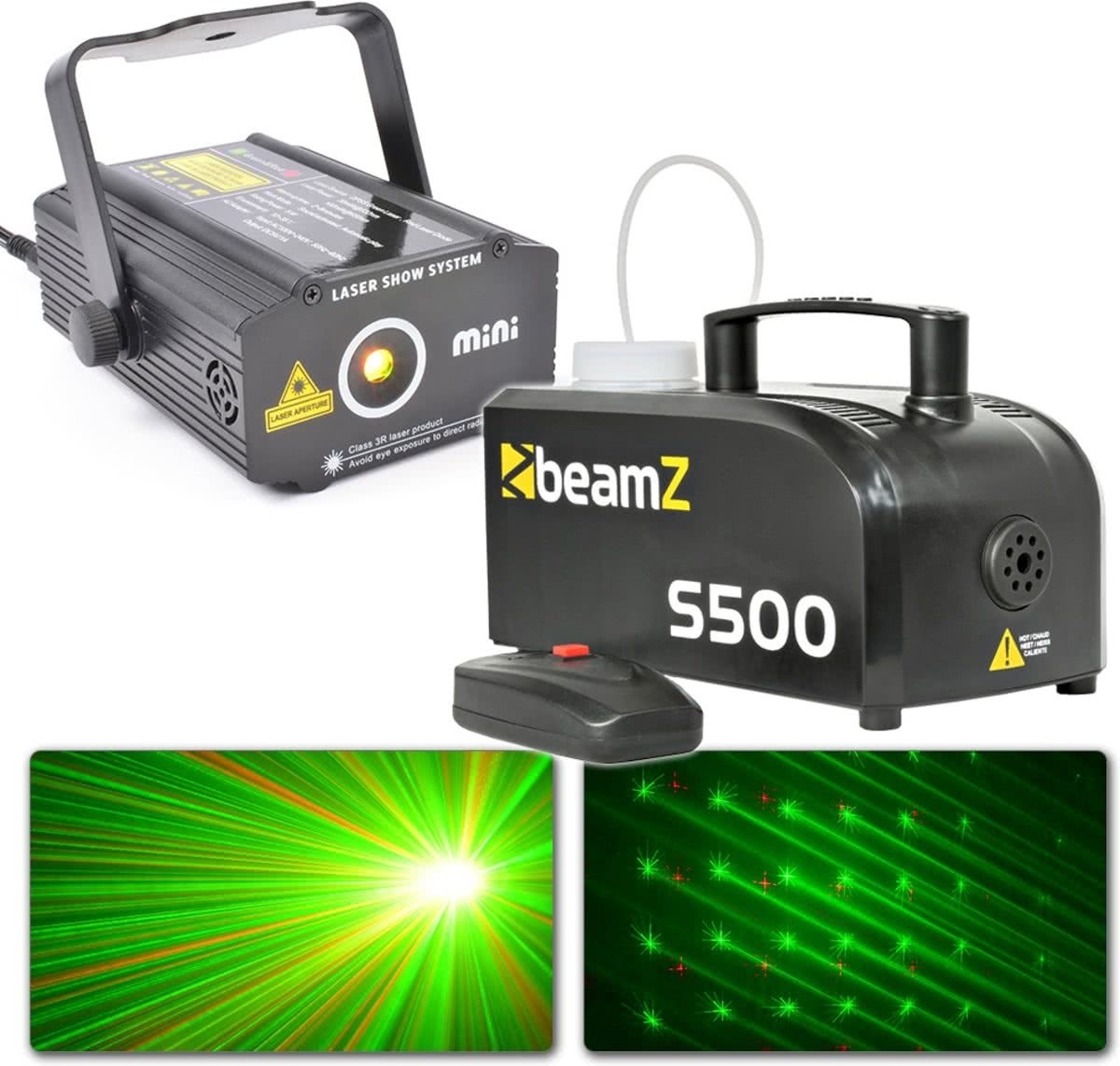 BeamZ lichtset met S500 rookmachine en laser maak je laserstralen zichtbaar