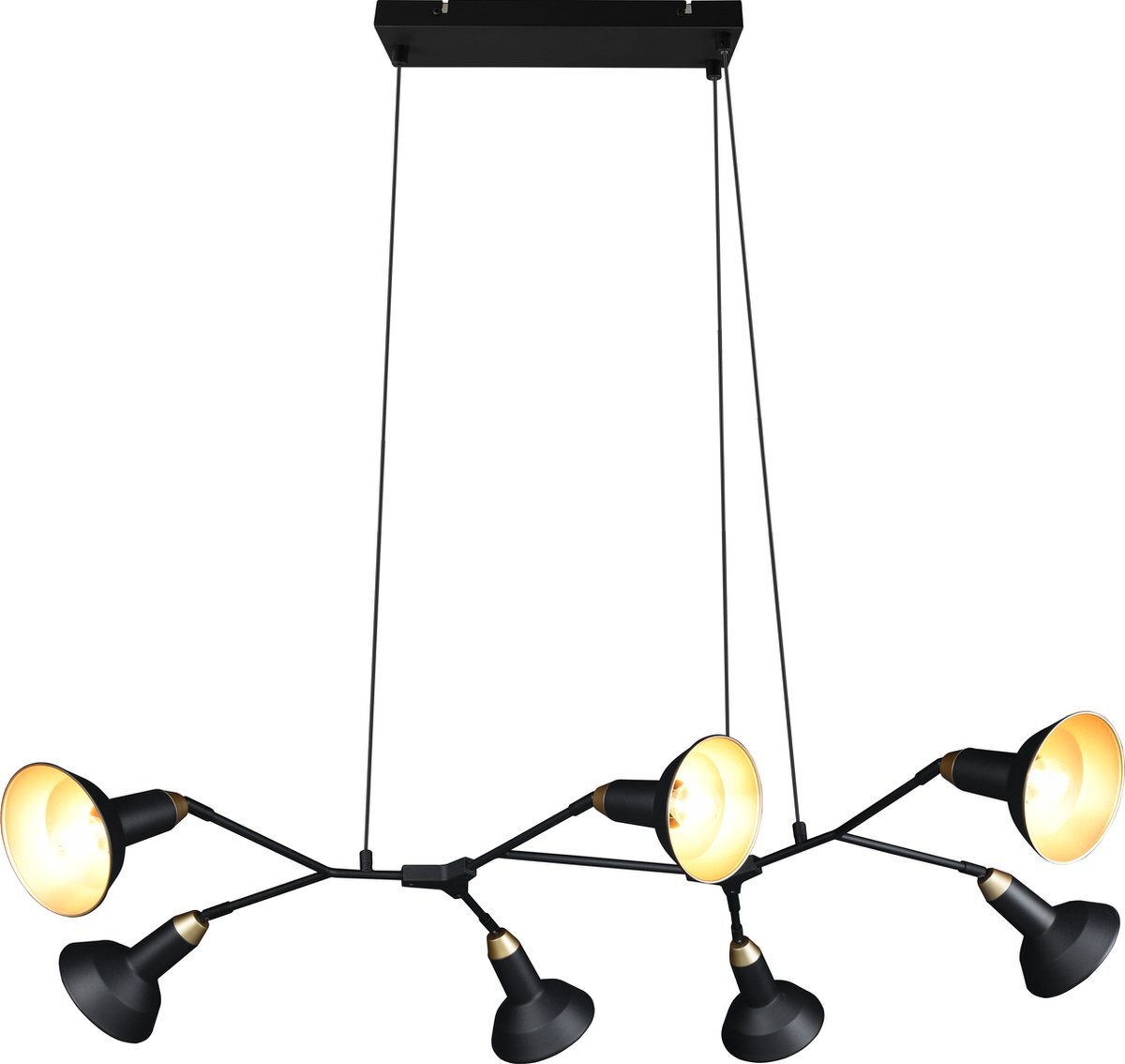 TRIO LEUCHTEN Hanglamp Roxie 7 x E14 Zwart Messing