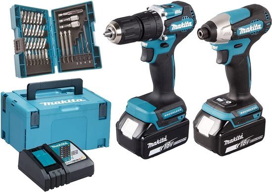 Makita DLX2414JX4 18V Combiset (DTD157Z + DHP487Z incl 2x BL1830B accu's en lader) in Mbox