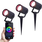 HOFTRONIC 3x Smart Spikey Tuinspot - LED - Antraciet - WiFi - RGBWW - GU10 - 5.5W - 400lm