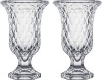 Giftdecor - Bloemenvazen 2x stuks - Diamonds transparant glas - 15 x 24 cm