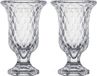 Giftdecor - Bloemenvazen 2x stuks - Diamonds transparant glas - 15 x 24 cm