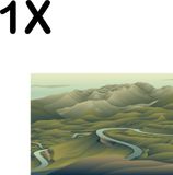 BWK Collections Placemat - 35x25 cm - Polyester - Long Winding Road Through Mountains - Grey/Green/Beige