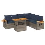 VidaXL 7-delige Loungeset met kussens, Marineblauw