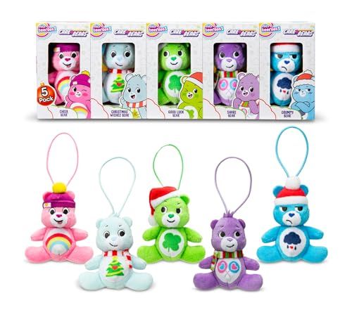 Care Bears Micro Teenies Holiday 5-Pack Schatkist – Kersteditie met Cheer, Grumpy, Good Luck Bear, Share & Christmas Wishes Bear – Feestelijke Verzamelobjecten voor Alle Leeftijd