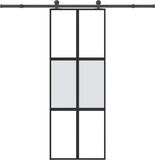 vidaXL Schuifdeur met beslag 76x205 cm gehard glas en aluminium